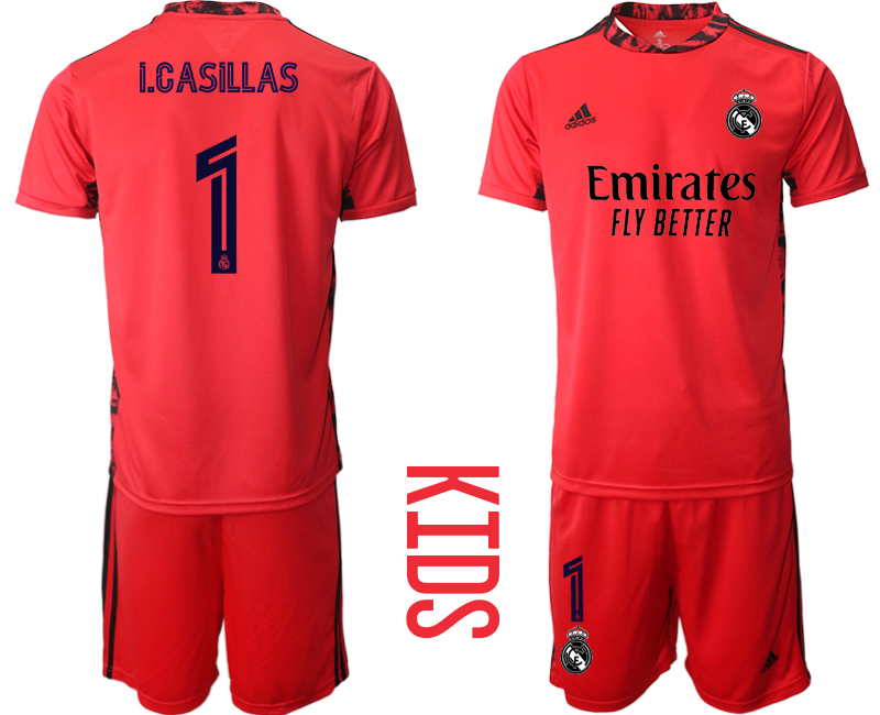 Youth 2020-2021 club Real Madrid red goalkeeper #1 Soccer Jerseys1